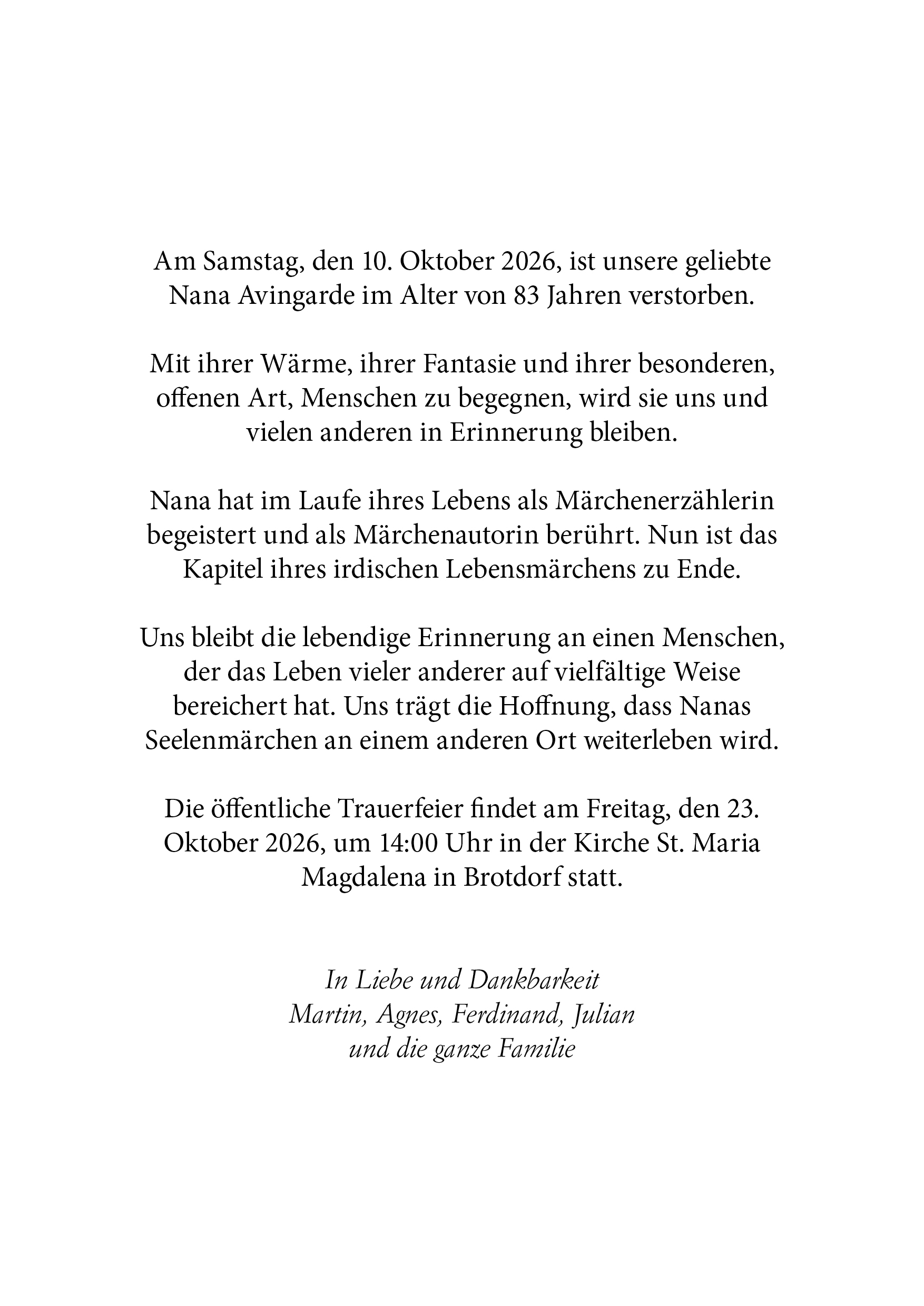 Bekanntmachung Nana Avingarde 2